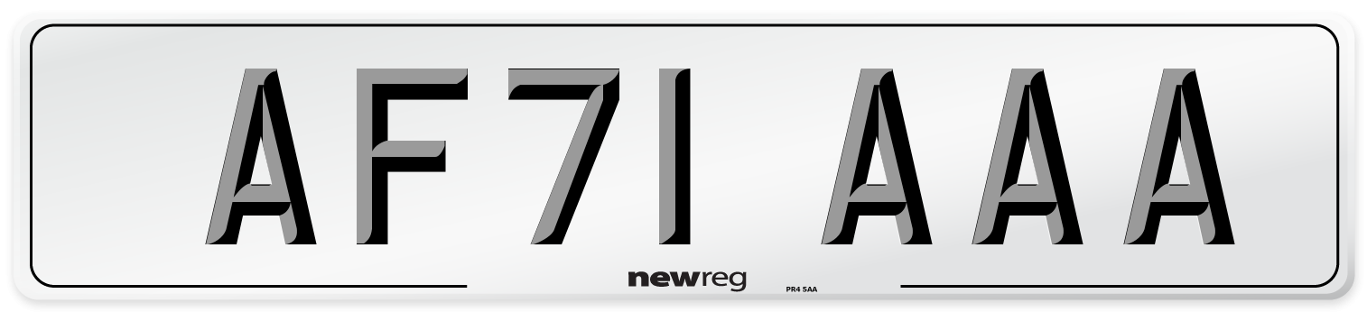 AF71 AAA Number Plate from New Reg